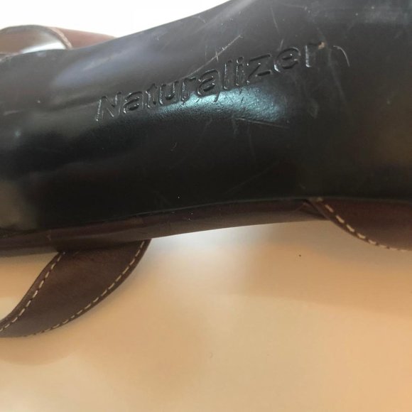 Naturalizer, Brown Women's slingback heels with cut outs, pointed toes, Size 7M - Picture 8 of 11